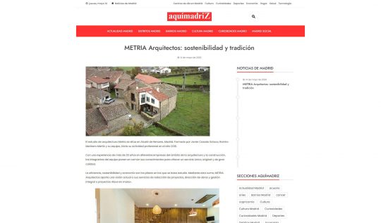 Metria aparece en la revista digital Aquímadriz