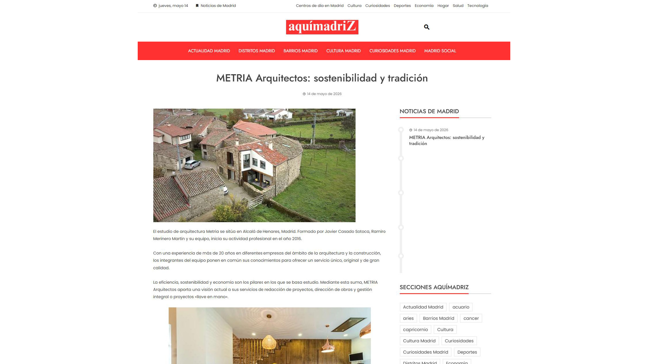 Metria aparece en la revista digital Aquímadriz